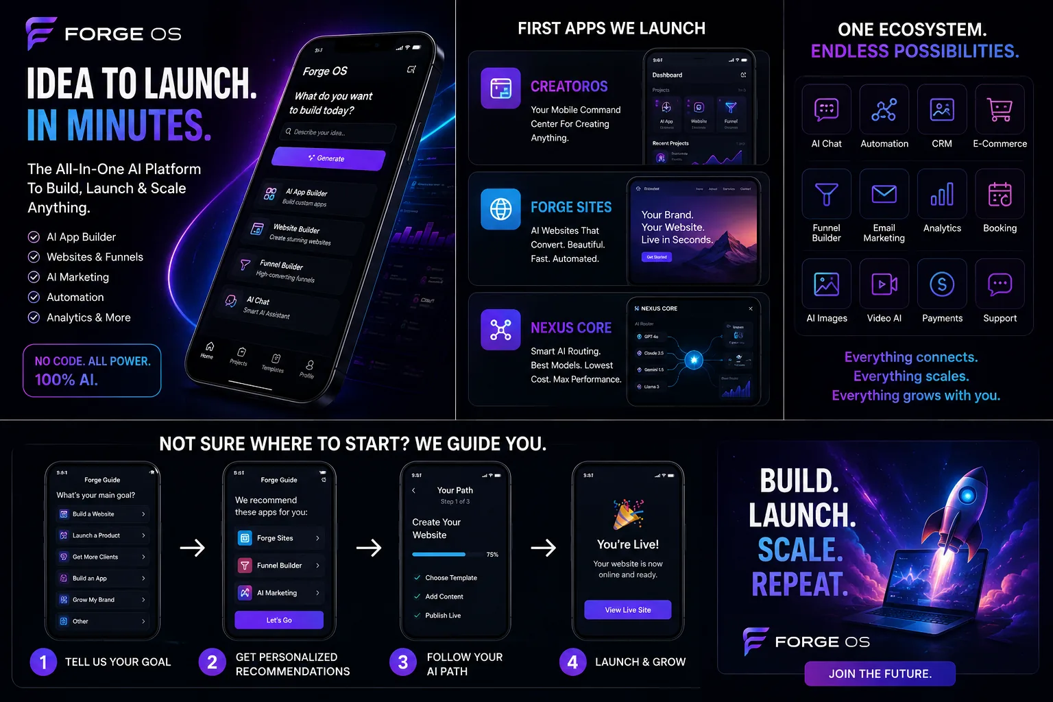 ForgeOS first wave modules, app ecosystem and connected tools